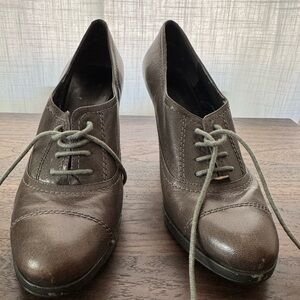 Nine West Dark Brown Leather Lace-Up Heels